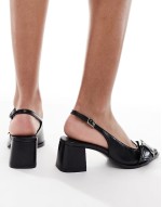 slingback heeled shoe with buckle detail and in black