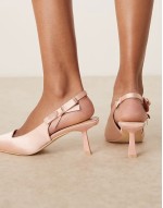 Almeria slingback heeled pumps with bow detail in satin blush