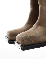 Celia leather western pull on boots in taupe suede