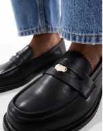Match penny loafer in black