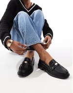 Match penny loafer in black