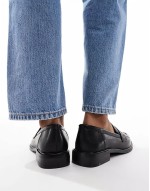 Match penny loafer in black