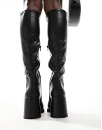 Danielle block heeled knee boots in black