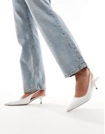 Sharp slingback chain detail kitten heeled shoes in white