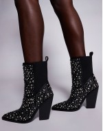 Rohini studded western boots in black