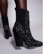 Rohini studded western boots in black