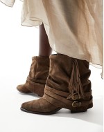slouchy short boot in dark brown