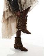 slouchy short boot in dark brown