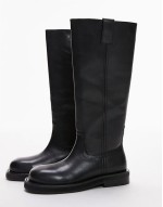 Rosie leather knee high chunky boots in black