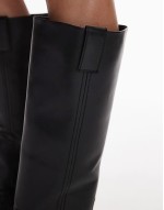 Rosie leather knee high chunky boots in black