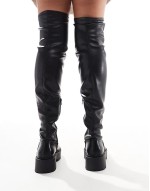 Wide Fit Kristen chunky over the knee boot in black