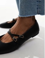 cross strap ballet flat in black