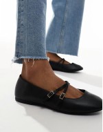 cross strap ballet flat in black