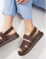 slingback cross strap sandal in brown