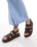slingback cross strap sandal in brown