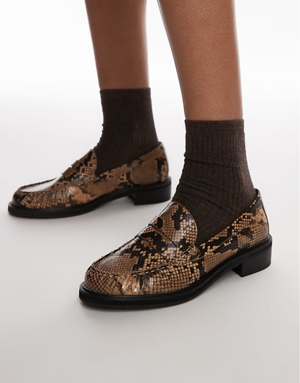 Carter loafers with ruched detail in snake print