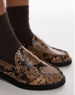 Carter loafers with ruched detail in snake print
