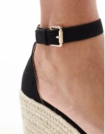 Amber wedge heeled espadrilles in black
