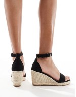 Amber wedge heeled espadrilles in black