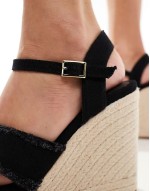 open wedge espadrille in black