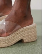 Wide Fit Toy cross strap wedges in clear