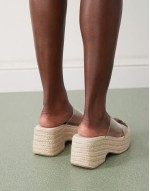 Wide Fit Toy cross strap wedges in clear