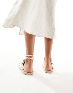 Jada double buckle espadrille sandals in white