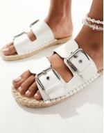 Jada double buckle espadrille sandals in white