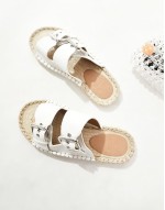 Jada double buckle espadrille sandals in white