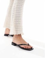 Felicity skinny toe-thong flat sandals in black