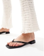 Felicity skinny toe-thong flat sandals in black