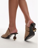 ball detail statement sandalette suede sandals in light beige