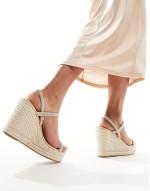 espadilles wedge heeled sandals in silver diamante