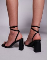 Simmi London Bora strappy block mid heeled sandals in black